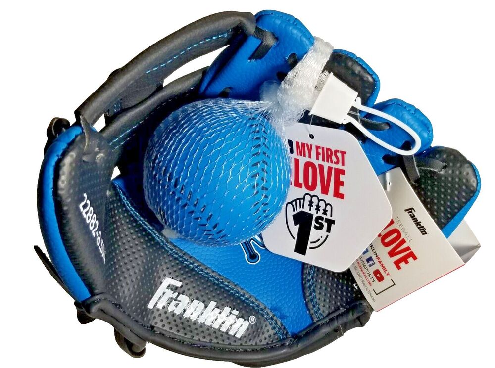 Kid's Glove & Ball 8.5" Franklin Tee Ball My First Glove Air Tech Easy On Blue